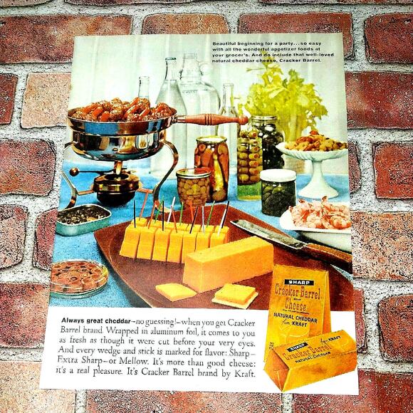 1961 Cracker Barrel - Kraft Sharp Cheddar Cheese - Party Buffet - Vtg PRINT AD - Picture 12 of 12